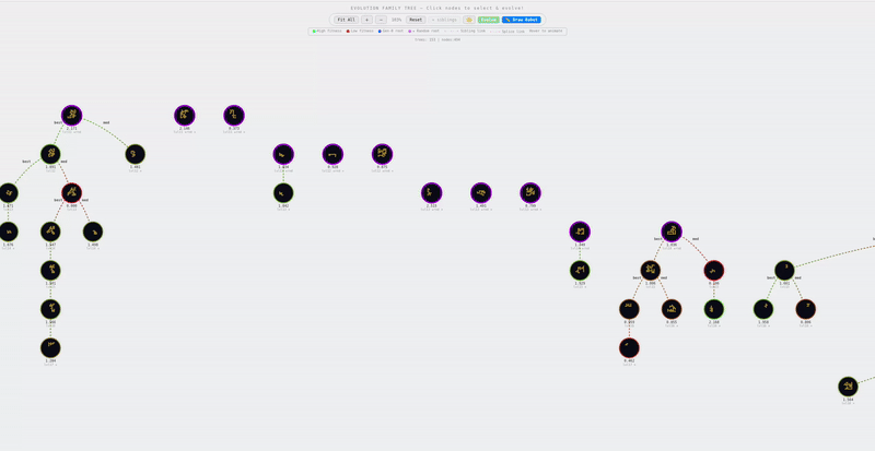 Two robots are spliced — their voxel bodies merged into a hybrid creature
